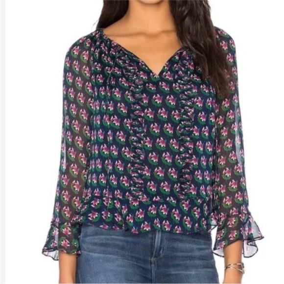 Diane Von Furstenberg Tops - Diane Von Furstenberg Simonia Silk Blouse in Zen Floral SZ 6 EUC